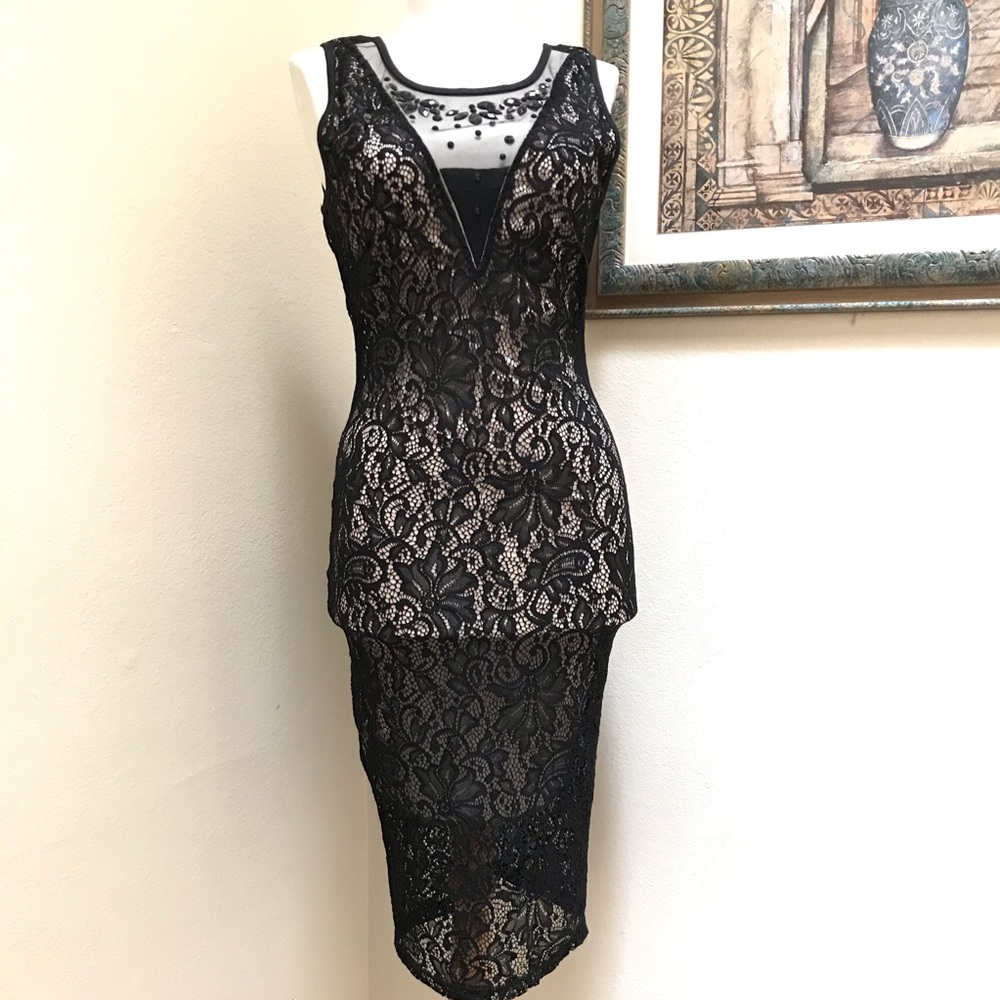 Olive Tree Bodycon Black Dress